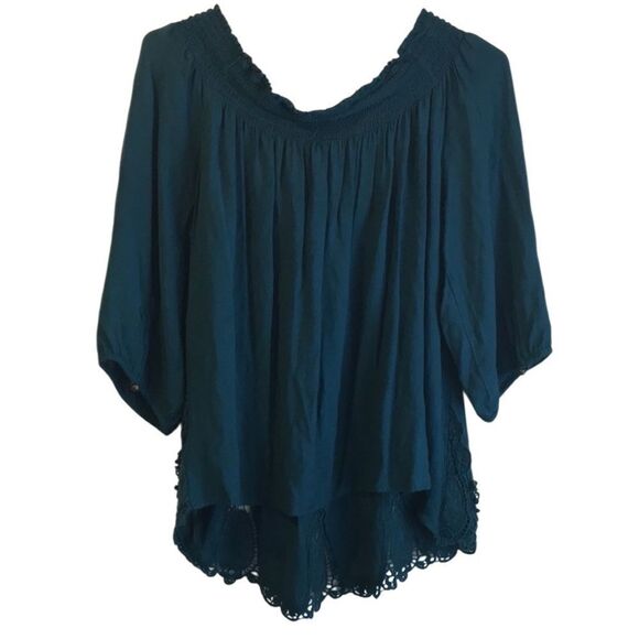 Xhilaration Teal On/Off Shoulder Blouse. Size X-Large. - Picture 3 of 11